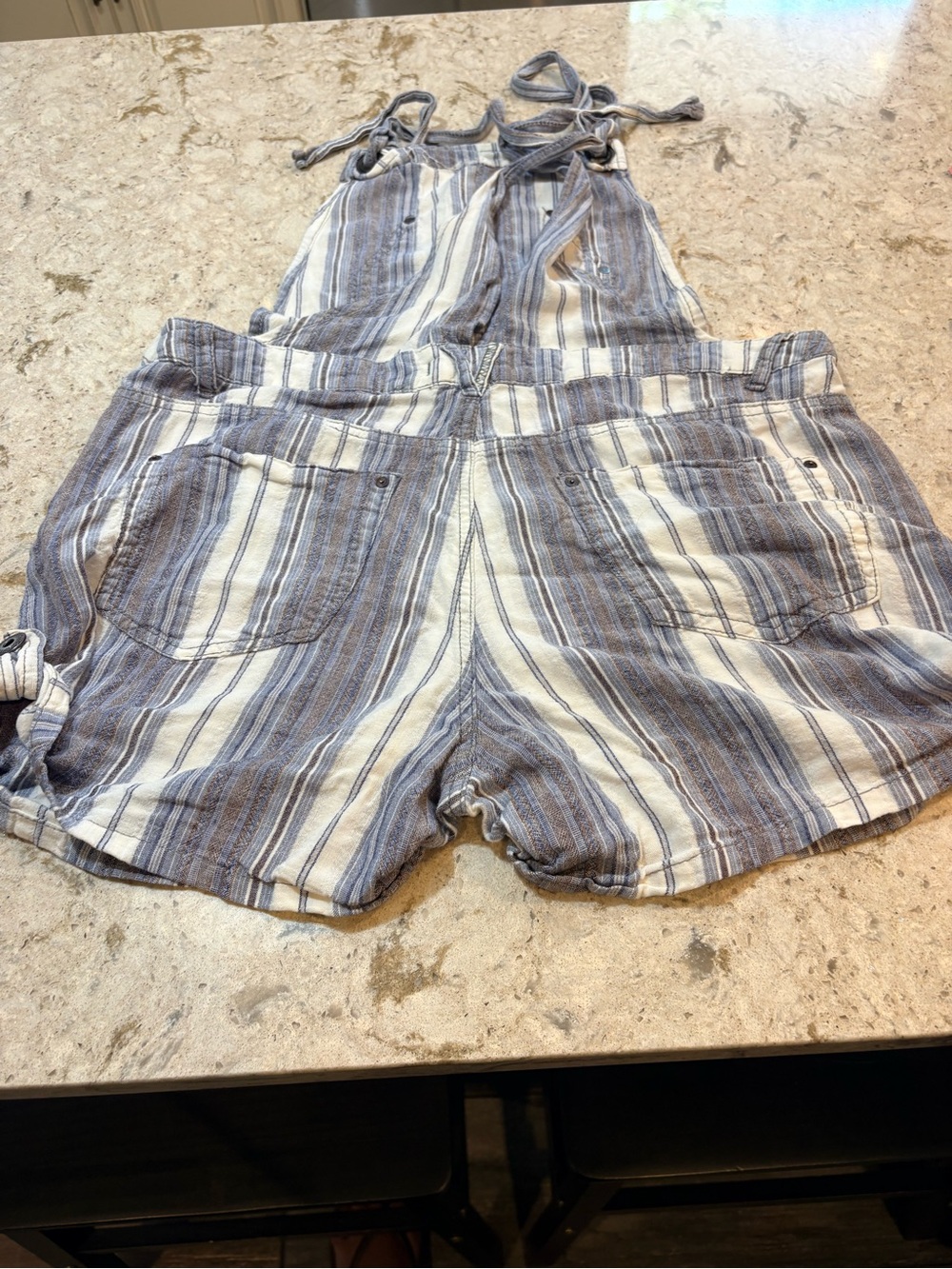 Free People Blue and White Striped Linen Romper - Picture 8 of 10